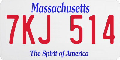 MA license plate 7KJ514