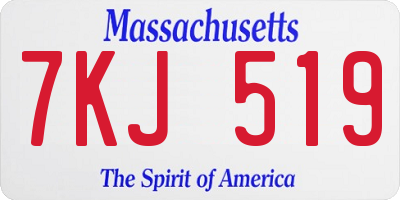 MA license plate 7KJ519