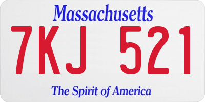 MA license plate 7KJ521