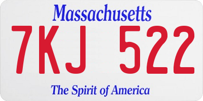 MA license plate 7KJ522
