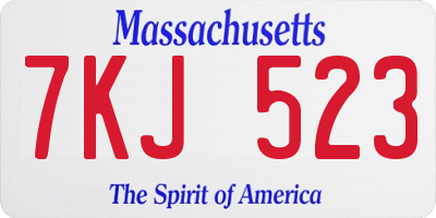 MA license plate 7KJ523