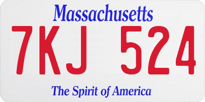 MA license plate 7KJ524