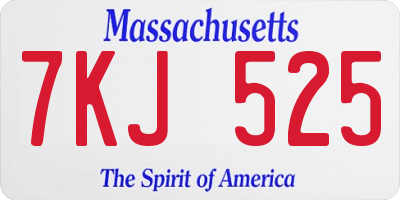 MA license plate 7KJ525