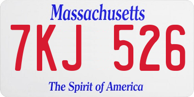 MA license plate 7KJ526