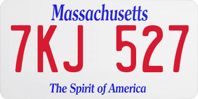 MA license plate 7KJ527