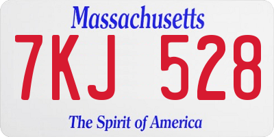MA license plate 7KJ528