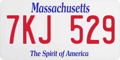 MA license plate 7KJ529