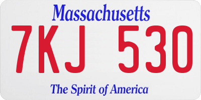 MA license plate 7KJ530
