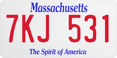 MA license plate 7KJ531