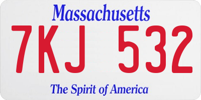 MA license plate 7KJ532