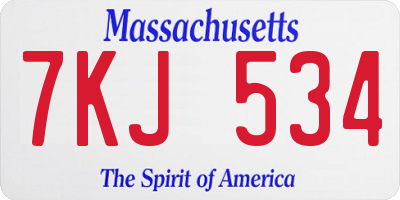 MA license plate 7KJ534