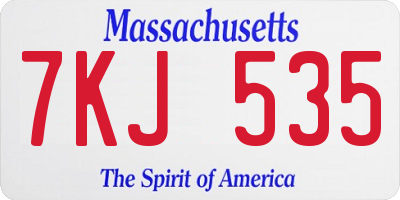 MA license plate 7KJ535