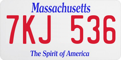 MA license plate 7KJ536