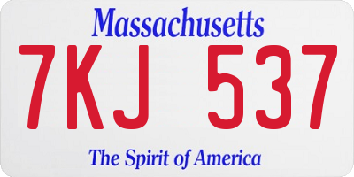 MA license plate 7KJ537
