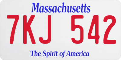 MA license plate 7KJ542