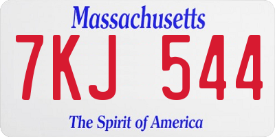 MA license plate 7KJ544
