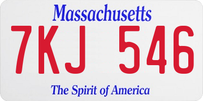 MA license plate 7KJ546