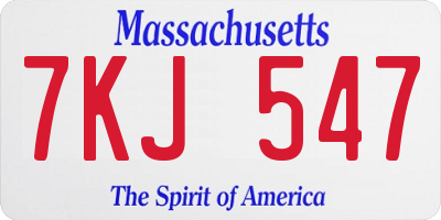 MA license plate 7KJ547