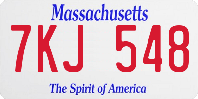 MA license plate 7KJ548