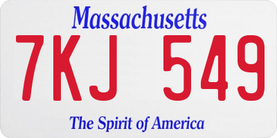 MA license plate 7KJ549