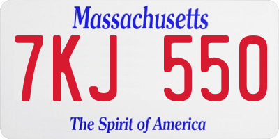 MA license plate 7KJ550