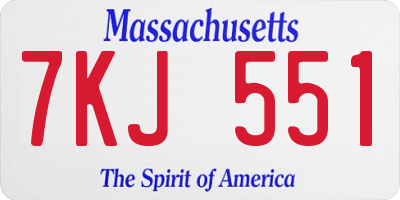 MA license plate 7KJ551