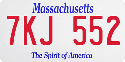 MA license plate 7KJ552