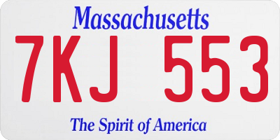 MA license plate 7KJ553