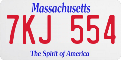MA license plate 7KJ554