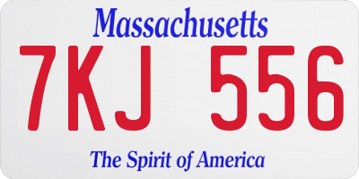 MA license plate 7KJ556