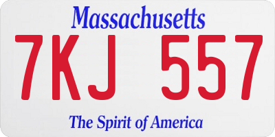 MA license plate 7KJ557