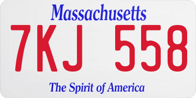 MA license plate 7KJ558