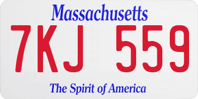 MA license plate 7KJ559