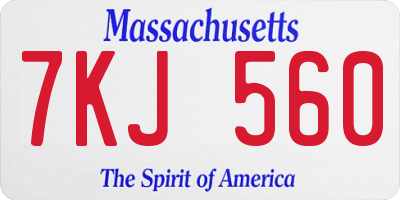MA license plate 7KJ560