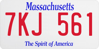 MA license plate 7KJ561