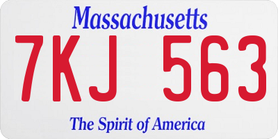 MA license plate 7KJ563