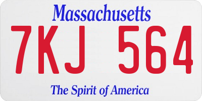 MA license plate 7KJ564