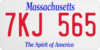 MA license plate 7KJ565