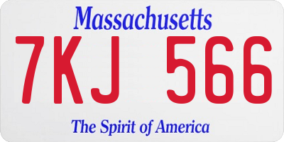 MA license plate 7KJ566