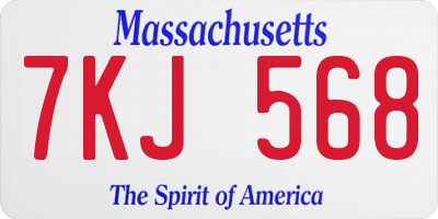 MA license plate 7KJ568