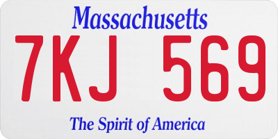 MA license plate 7KJ569