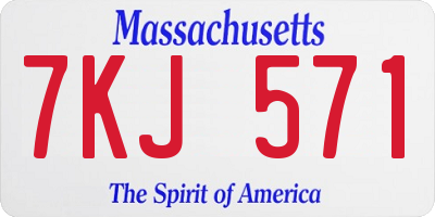 MA license plate 7KJ571