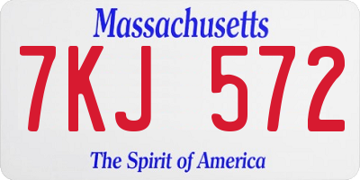 MA license plate 7KJ572