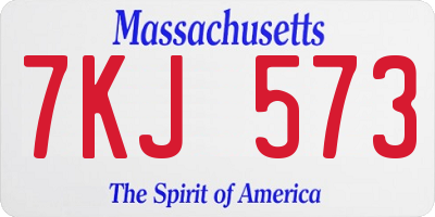 MA license plate 7KJ573