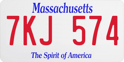 MA license plate 7KJ574