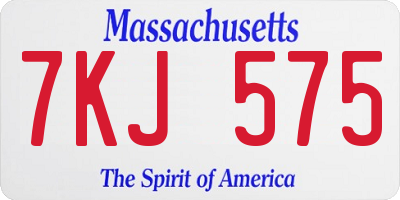 MA license plate 7KJ575