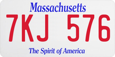MA license plate 7KJ576