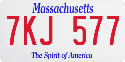 MA license plate 7KJ577