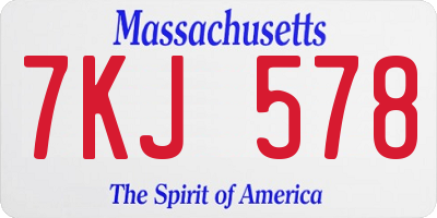 MA license plate 7KJ578