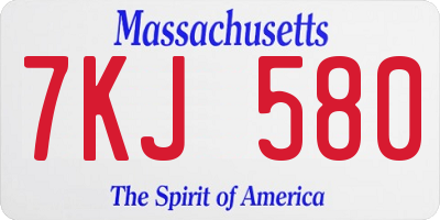 MA license plate 7KJ580